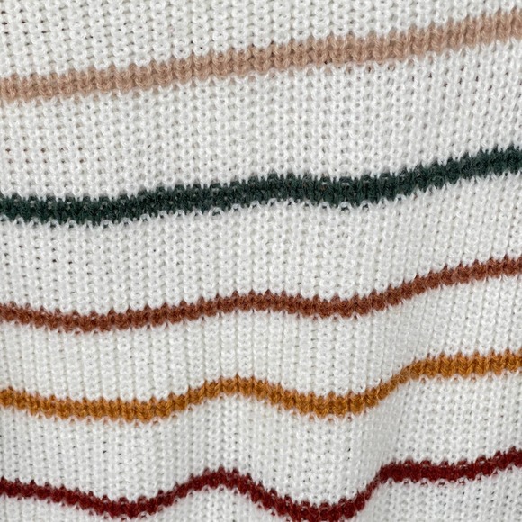 Bloomchic Sweater Womens Plus Size 26 Cream Striped Long Sleeve Boxy V-neck - Picture 3 of 10